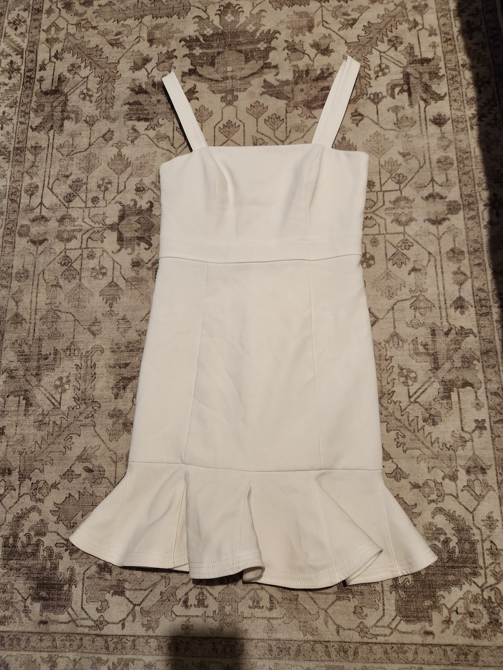 Women's White Ruffle-Hem Dress